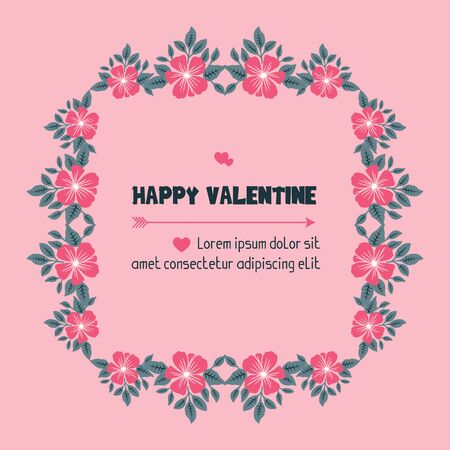 Valentine's Day card template with floral frameのイラスト素材