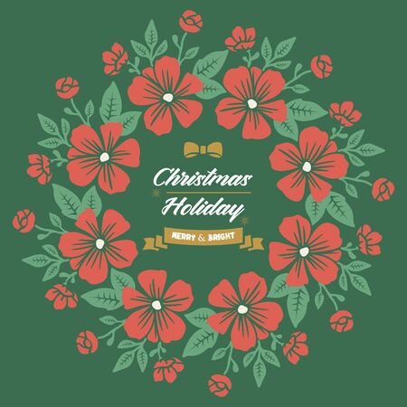 Invitation card christmas holiday, with art design element of green leafy flower frame. Vector illustrationのイラスト素材