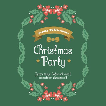 Card pattern of christmas party, with wallpaper unique leaf flower frame. Vector illustrationのイラスト素材