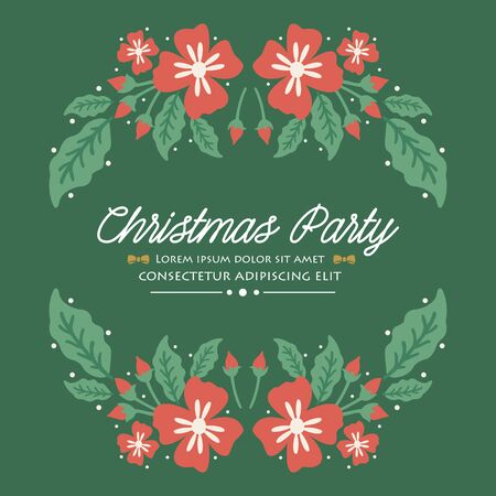 Poster template of christmas party, with seamless leaf floral frame style. Vector illustrationのイラスト素材