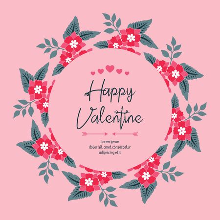 Valentine's Day card template with floral wreath frameのイラスト素材