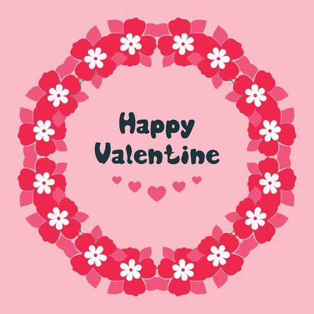 Valentine's Day card template with floral wreath frameのイラスト素材