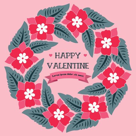 Valentine's Day card template with floral frameのイラスト素材