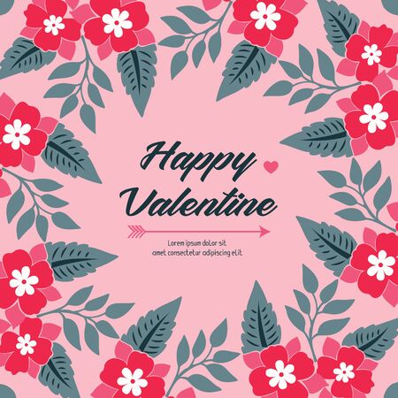 Valentine's Day card template with floral frameのイラスト素材