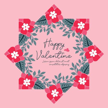 Valentine's Day card template with floral frameのイラスト素材