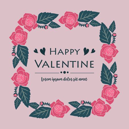 Valentine's Day card template with floral frameのイラスト素材