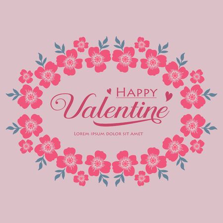 Valentine's Day card template with floral frameのイラスト素材