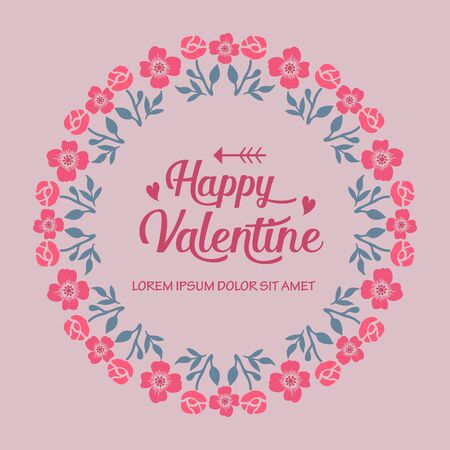 Valentine's Day card template with floral wreath frameのイラスト素材