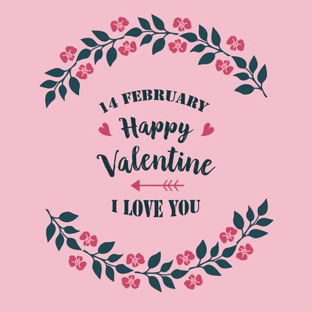 Valentine's Day card template with floral frameのイラスト素材