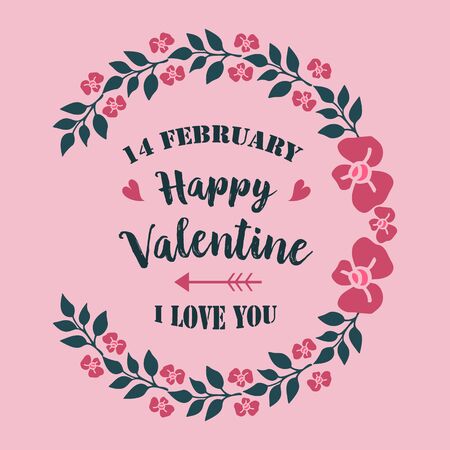 Valentine's Day card template with floral frameのイラスト素材