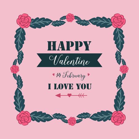 Valentine's Day card template with floral frameのイラスト素材