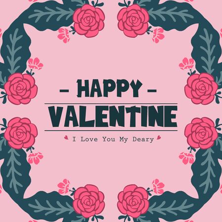 Happy valentine card with texture flower and leaf of seamless. Vector illustrationのイラスト素材