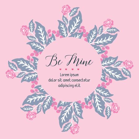 Be mine lettering with floral frameのイラスト素材