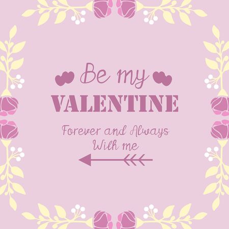 Pink and white flower frame, for Happy Valentine elegant greeting card. Vector illustrationのイラスト素材