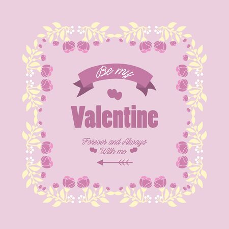 Happy valentine elegant card with seamless decor of pink and white floral. Vector illustrationのイラスト素材