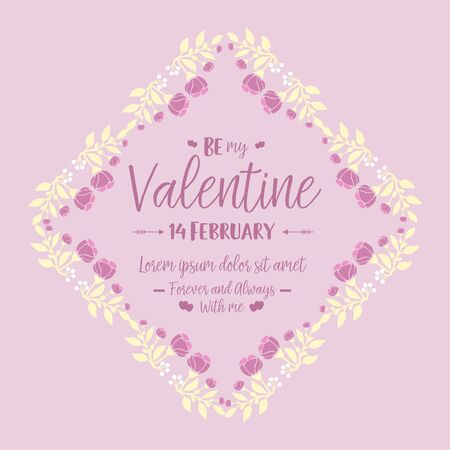 Happy valentine elegant card with seamless decor of pink and white floral. Vector illustrationのイラスト素材