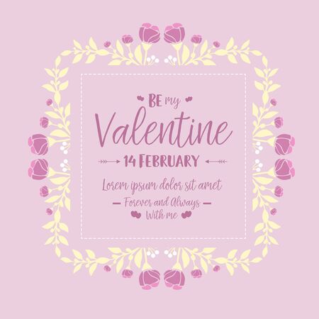 Happy valentine greeting vintage card, with beautiful pink and white frame. Vector illustrationのイラスト素材