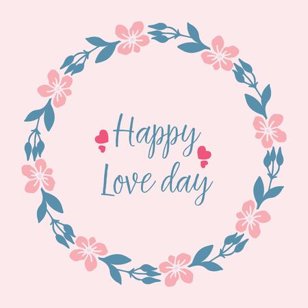 Simple shape Pattern of leaf and floral frame, for happy love day invitation card template design. Vectorのイラスト素材