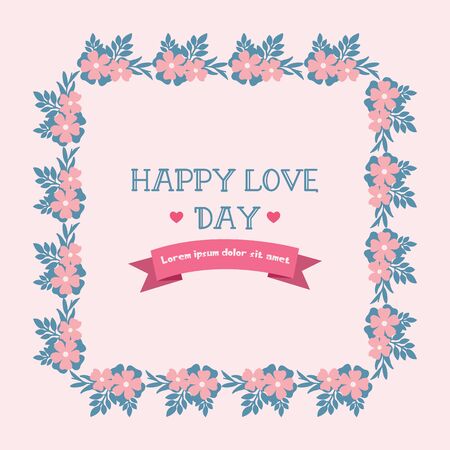 Happy love day lettering with floral frameのイラスト素材