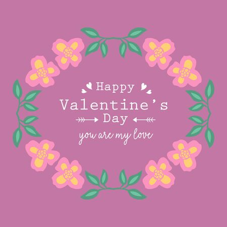 Valentine's Day card template with floral frameのイラスト素材