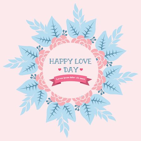 Happy love day lettering with floral frameのイラスト素材