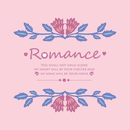 Template design for romance greeting card, with elegant pink floral frame decoration. Vector illustrationのイラスト素材