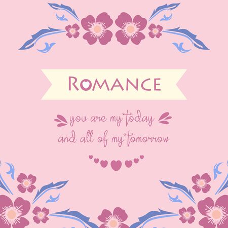 Elegant romance greeting card design, with beautiful pattern leaf and flower frame. Vector illustrationのイラスト素材