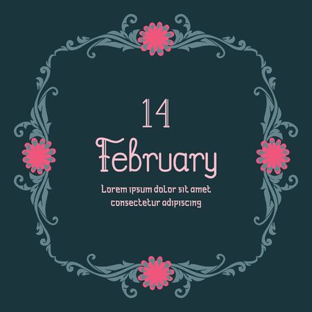 Valentine's Day card template with floral frameのイラスト素材