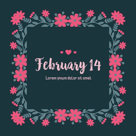 Valentine's Day card template with floral frameのイラスト素材