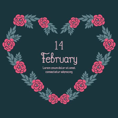 Valentine's Day card template with heart-shaped floral frameのイラスト素材