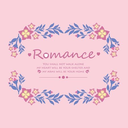 Frame Decorative with beautiful leaves and flower for romance greeting card template design. Vector illustrationのイラスト素材