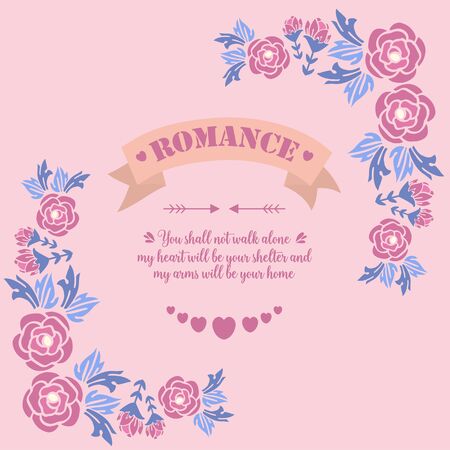 Unique pattern of leaf and floral frame, for elegant romance decoration of cards.のイラスト素材