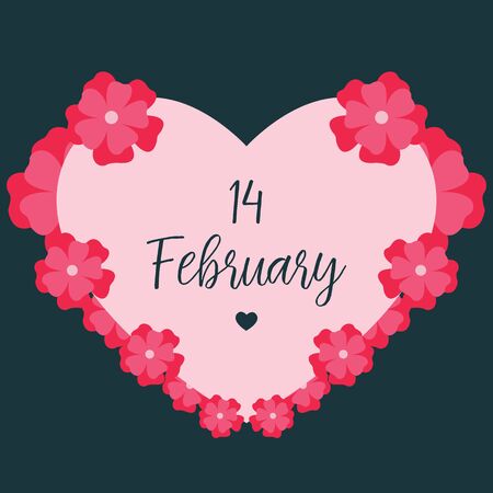 Valentine's Day card template with heart-shaped floral frameのイラスト素材