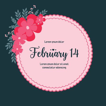 Valentine's Day card template with floral frameのイラスト素材