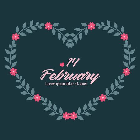 Valentine's Day card template with heart-shaped floral frameのイラスト素材
