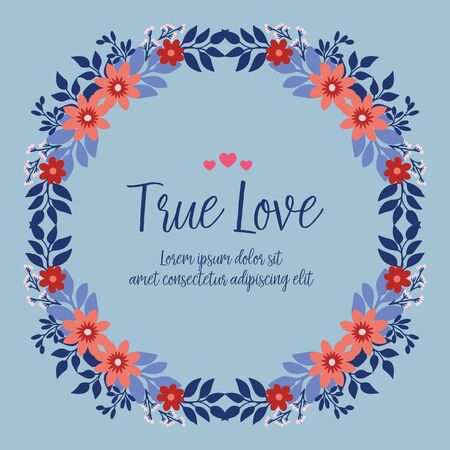 True Love text with floral frameのイラスト素材