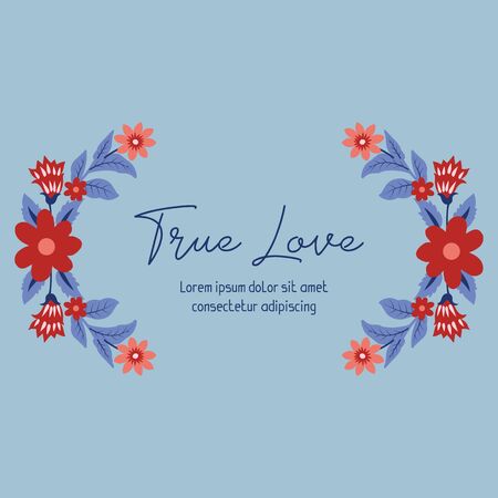 True Love text with floral frameのイラスト素材