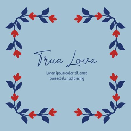 True Love text with floral frameのイラスト素材