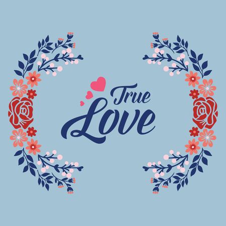 True Love text with floral frameのイラスト素材
