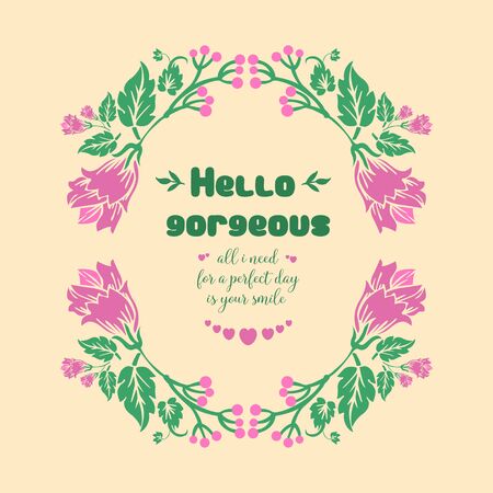 Beautiful Ornament of pink floral frame, for elegant hello gorgeous greeting card wallpaper design. Vector illustrationのイラスト素材