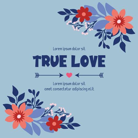 True Love text with floral frameのイラスト素材