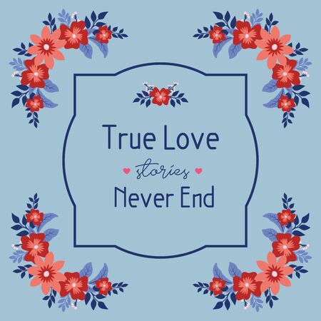 Unique pattern of leaf and floral frame, for elegant true love decoration of cards. Vector illustrationのイラスト素材