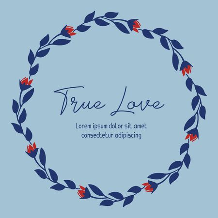True Love text with floral wreath frameのイラスト素材