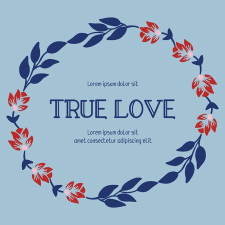 True Love text with floral frameのイラスト素材
