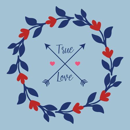 True Love text with floral frameのイラスト素材