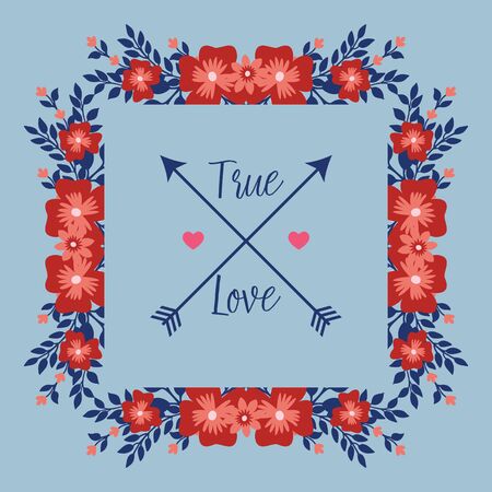 True Love text with floral frameのイラスト素材
