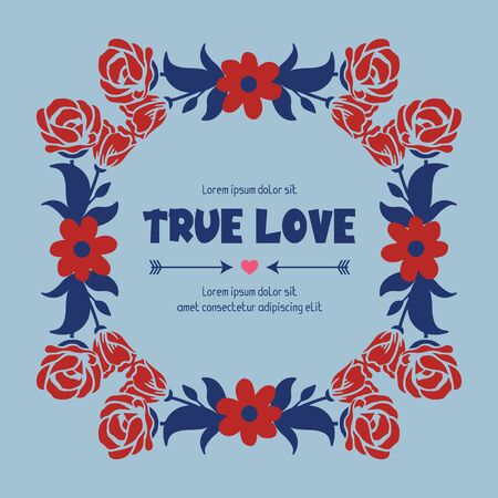 True Love text with floral frameのイラスト素材