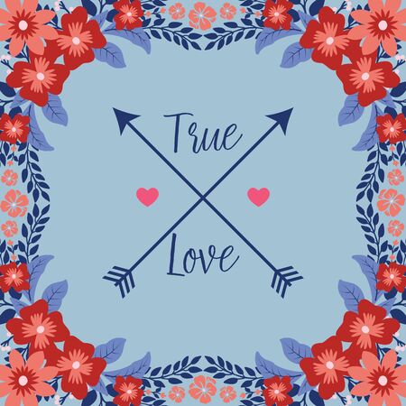 True Love text with floral frameのイラスト素材