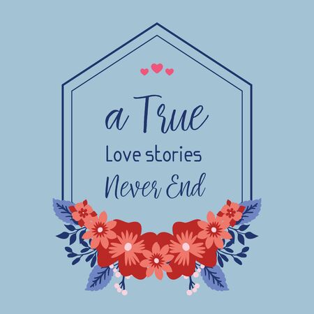 Unique Decorative of true love invitation card, with beautiful leaf and floral frame. Vector illustrationのイラスト素材