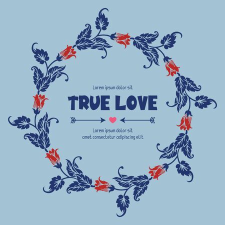 True Love text with floral wreath frameのイラスト素材